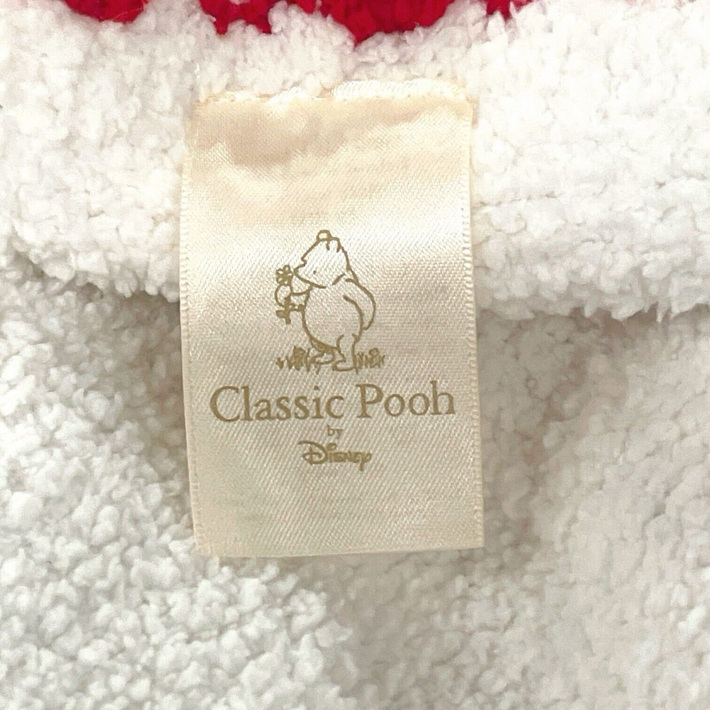 Disney Classic Winnie the Pooh Chenille Baby Blanket Snowman White Red Trim HTF - Picture 6 of 10